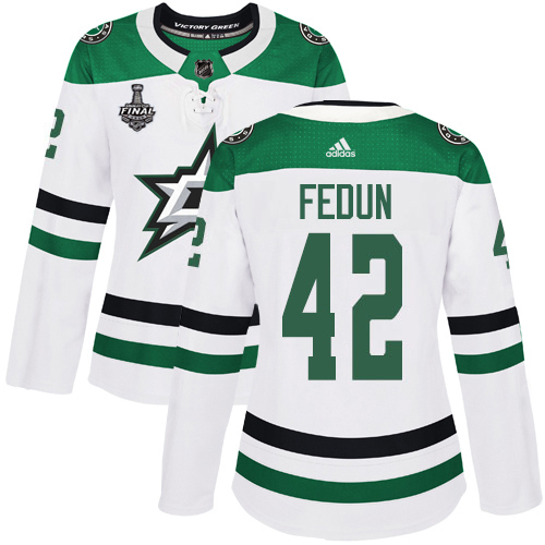 Adidas Dallas Stars #42 Taylor Fedun White Road Authentic Women's 2020 Stanley Cup Final Stitched Jersey Womens