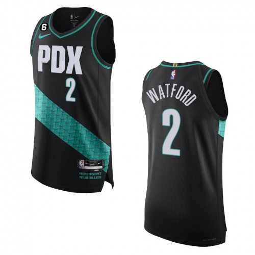 Portland Trail Portland Trail Blazers #2 Trendon Watford Black 2022-23 Authentic Jersey - City Edition Mens