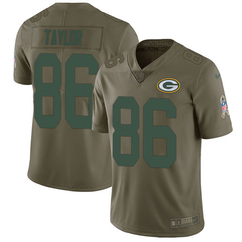 Green Bay Packers #86 Malik Taylor Olive Youth Stitched Limited 2017 Salute To Service Jersey Youth