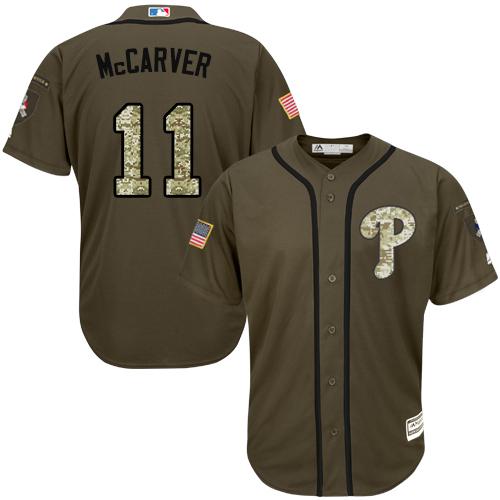 Philadelphia Phillies #11 Tim McCarver Green Salute to Service Stitched Jersey Men's