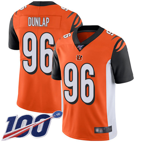 Cincinnati Bengals #96 Carlos Dunlap Orange Alternate Men's Stitched 100th Season Vapor Limited Jersey Men's