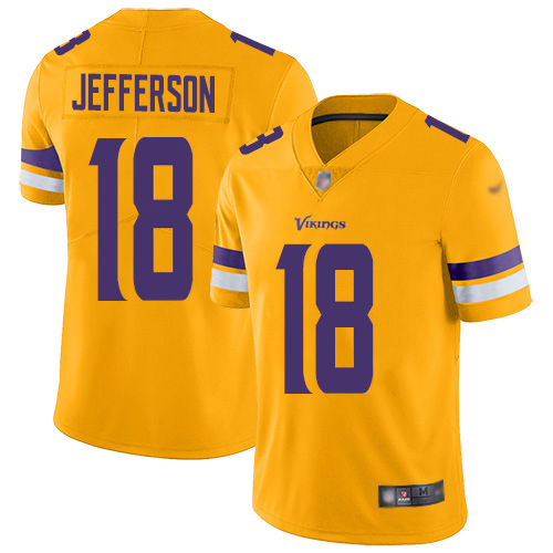 Vikings #18 Justin Jefferson Gold Men's Stitched Limited Inverted Legend Jersey