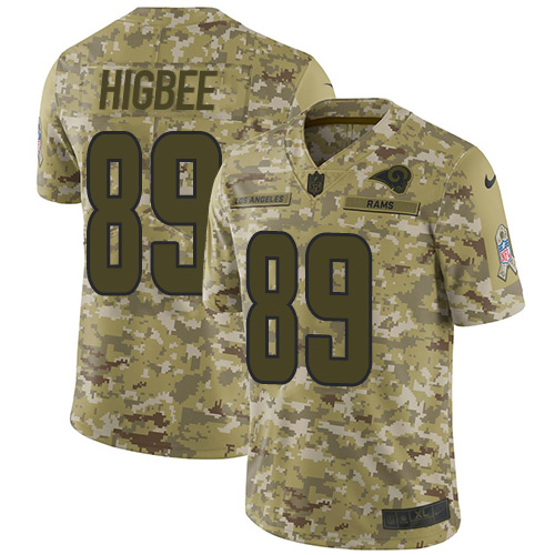 Los Angeles Rams #89 Tyler Higbee Camo Men's Stitched Limited 2018 Salute To Service Jersey Men's