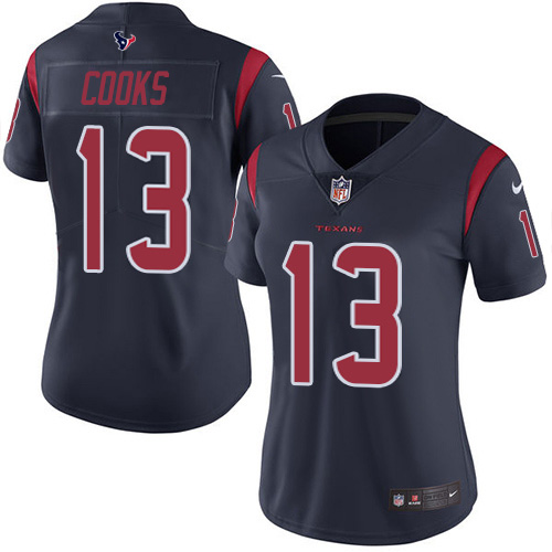 Texans #13 Brandin Cooks Navy Blue Women's Stitched Limited Rush Jersey