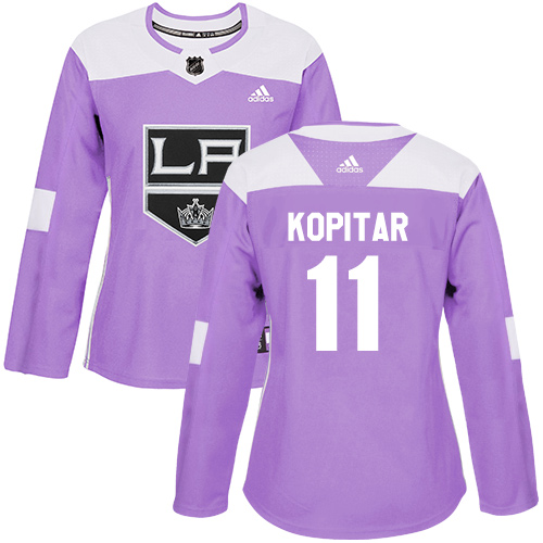 Adidas Los Angeles Kings #11 Anze Kopitar Purple Authentic Fights Cancer Women's Stitched Jersey Womens