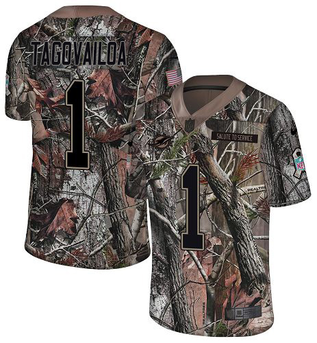 Dolphins #1 Tua Tagovailoa Camo Men's Stitched Limited Rush Realtree Jersey