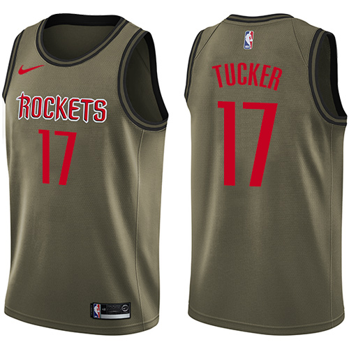 Houston Rockets #17 PJ Tucker Green Salute to Service Youth Swingman Jersey Youth