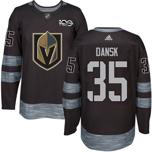 Adidas Golden Vegas Golden Knights #35 Oscar Dansk Black 1917-2017 100th Anniversary Stitched Jersey Men's