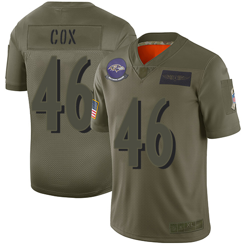 Baltimore Ravens #46 Morgan Cox Camo Youth Stitched Limited 2019 Salute to Service Jersey Youth