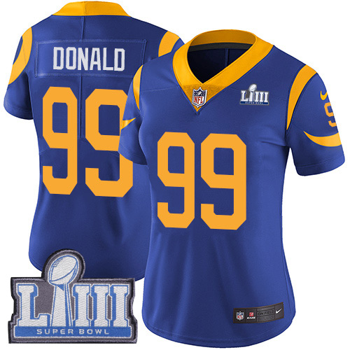 Rams #99 Aaron Donald Royal Blue Alternate Super Bowl LIII Bound Women's Stitched Vapor Untouchable Limited Jersey