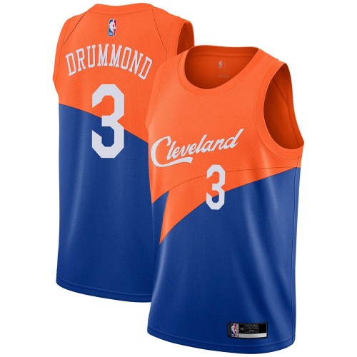 Cleveland Cavaliers #3 Andre Drummond Blue Swingman City Edition 2018/19 Jersey Mens