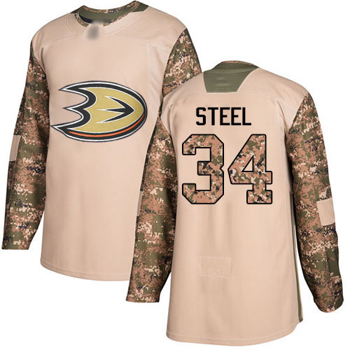 Adidas Anaheim Ducks #34 Sam Steel Camo Authentic 2017 Veterans Day Youth Stitched Jersey Youth