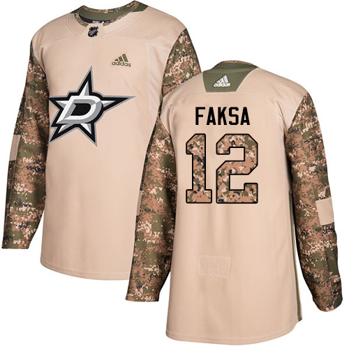 Adidas Dallas Stars #12 Radek Faksa Camo Authentic 2017 Veterans Day Stitched Jersey Men's