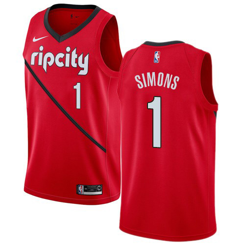 Portland Trail Blazers #1 Anfernee Simons Red Womens Swingman Earned Edition Jersey Womens