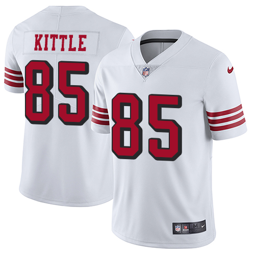 49ers #85 George Kittle White Rush Men's Stitched Vapor Untouchable Limited Jersey