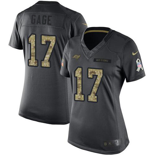 Buccaneers #17 Russell Gage Black Women's Stitched Limited 2016 Salute To Service Jersey