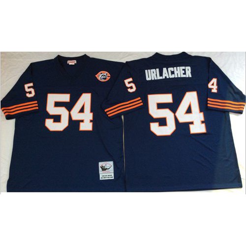 Mitchell&Ness Chicago Bears #54 Brian Urlacher Blue Big No. Throwback Stitched Jersey Men's