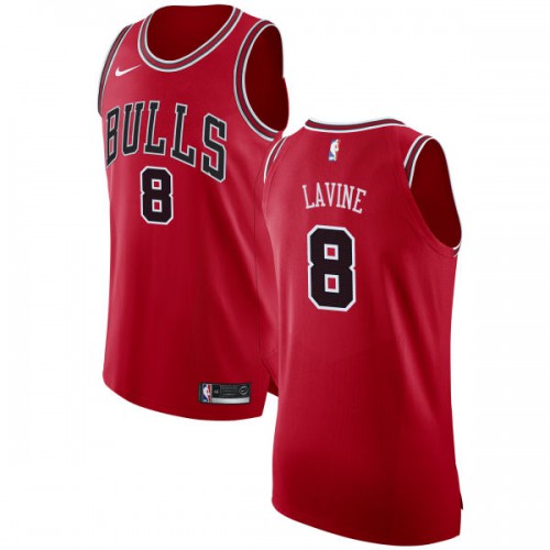 Chicago Bulls #8 Zach LaVine Red Authentic Icon Edition Jersey Mens