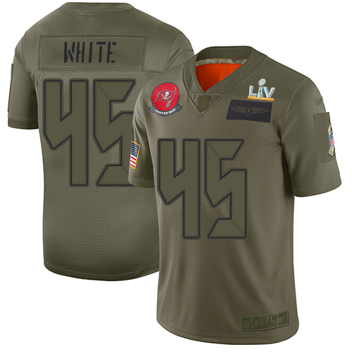 Buccaneers #45 Devin White Camo Youth Super Bowl LV Bound Stitched Limited 2019 Salute To Service Jersey