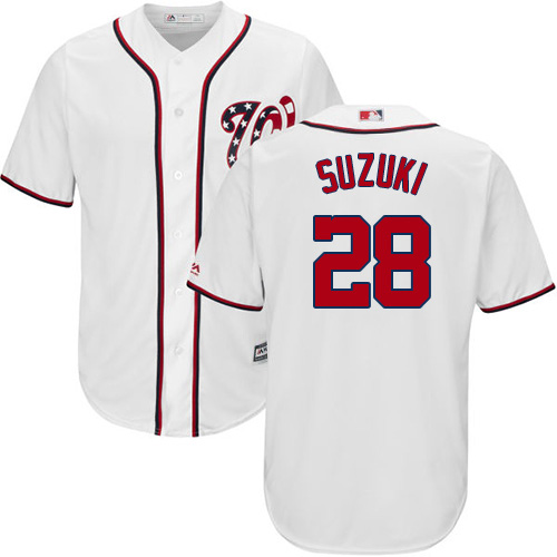 Washington Nationals #28 Kurt Suzuki White New Cool Base Stitched Jersey Men's