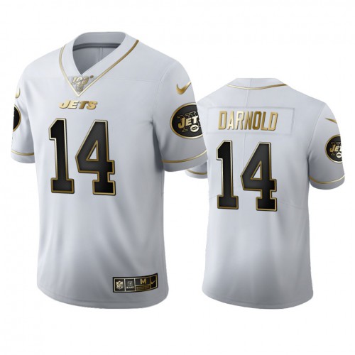 New York New York Jets #14 Sam Darnold Men's White Golden Edition Vapor Limited 100 Jersey Men's