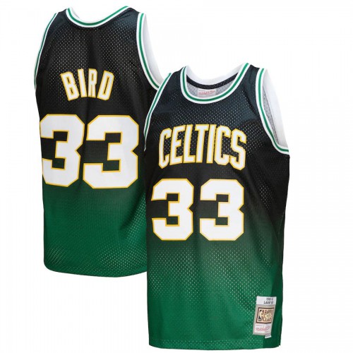 Boston Boston Celtics #33 Larry Bird Mitchell & Ness Mens Kelly Green/Black 1985/86 Hardwood Classics Fadeaway Swingman Player Jersey Mens