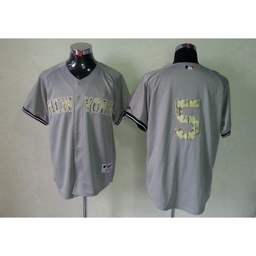 New York Yankees #5 Joe DiMaggio Grey USMC Cool Base Stitched Jersey Men's