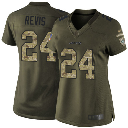 Jets #24 Darrelle Revis Green Women's Stitched Limited 2015 Salute To Service Jersey