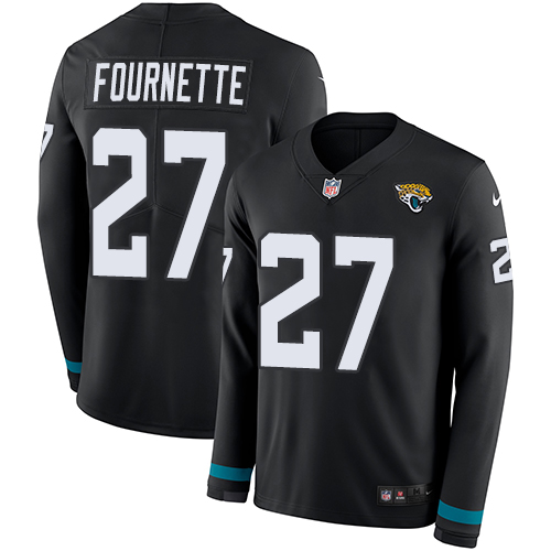 Jaguars #27 Leonard Fournette Black Team Color Men's Stitched Limited Therma Long Sleeve Jersey