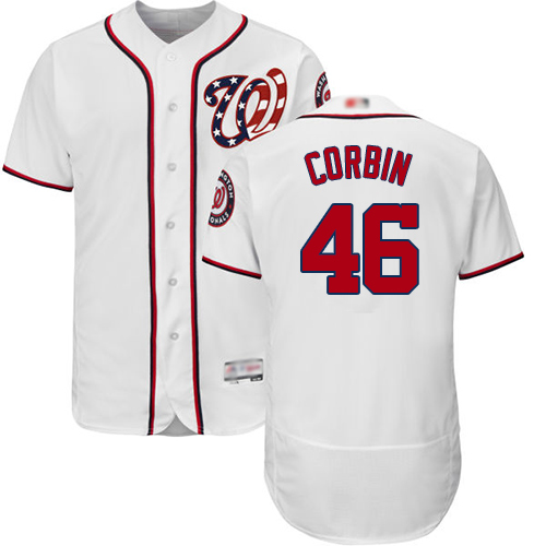 Washington Nationals #46 Patrick Corbin White Flexbase Authentic Collection Stitched Jersey Men's