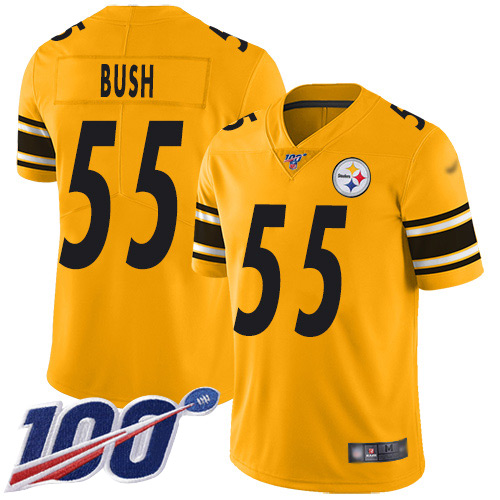 Pittsburgh Steelers #55 Devin Bush Gold Men's Stitched Limited Inverted Legend 100th Season Jersey Men's