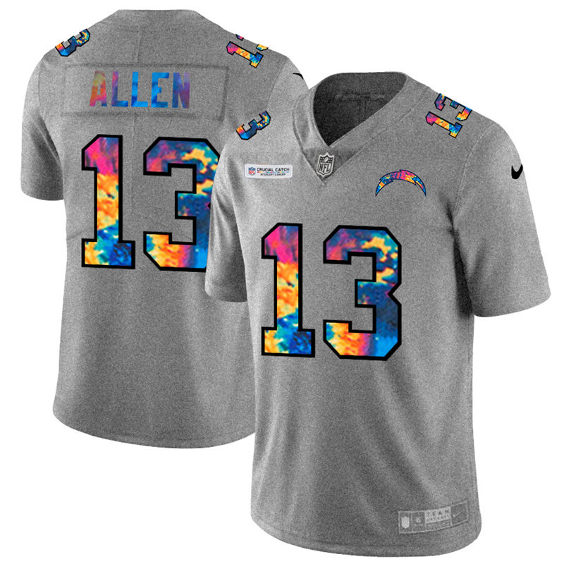 Los Angeles Chargers #13 Keenan Allen Men's Multi-Color 2020 Crucial Catch Jersey Greyheather