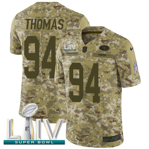 San Francisco 49ers #94 Solomon Thomas Camo Super Bowl LIV 2020 Youth Stitched Limited 2018 Salute To Service Jersey Youth