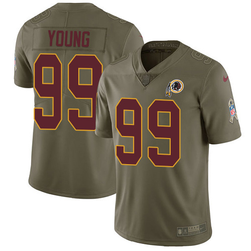 Commanders #99 Chase Young Olive Youth Stitched Limited 2017 Salute To Service Jersey