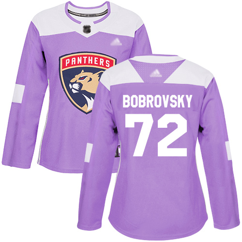 Adidas Florida Panthers #72 Sergei Bobrovsky Purple Authentic Fights Cancer Women's Stitched Jersey Womens