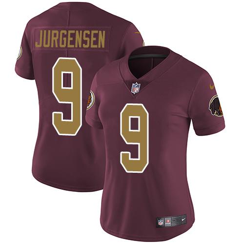 Washington Commanders #9 Sonny Jurgensen Burgundy Red Alternate Women's Stitched Vapor Untouchable Limited Jersey Womens