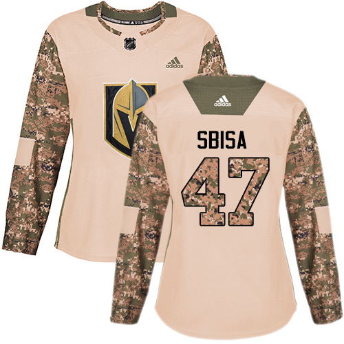 Adidas Golden Vegas Golden Knights #47 Luca Sbisa Camo Authentic 2017 Veterans Day Women's Stitched Jersey Womens