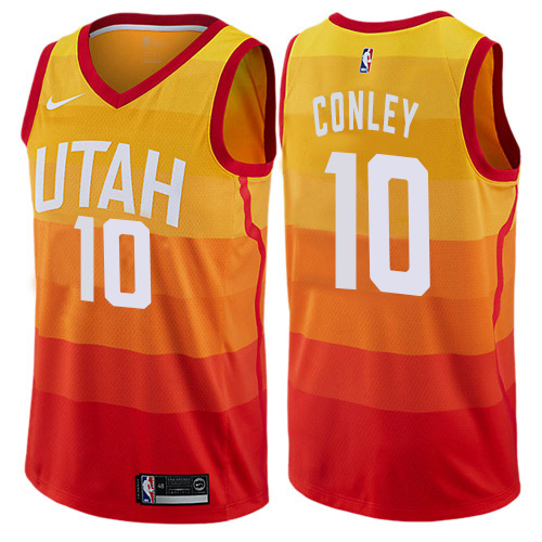 Utah Jazz #10 Mike Conley Orange Swingman City Edition Jersey Mens
