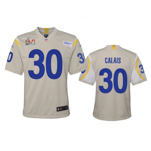 Los Angeles Los Angeles Rams #30 Raymond Calais Youth Super Bowl LVI Patch Game Jersey - Bone Youth