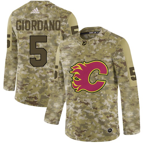 Adidas Calgary Flames #5 Mark Giordano Camo Authentic Stitched Jersey Men's