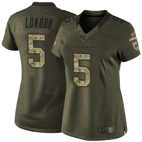 Falcons #5 Drake London Green Stitched Women's Limited 2015 Salute To Service Jersey