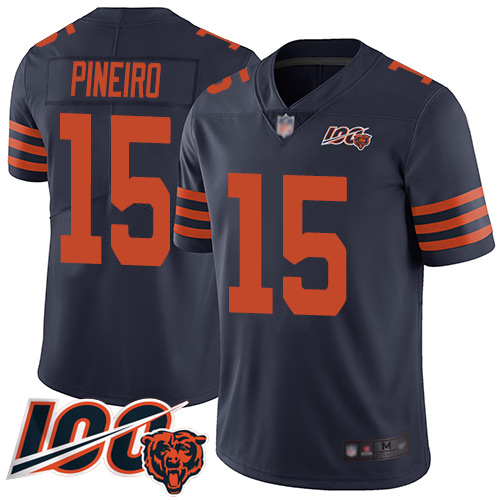 Chicago Bears #15 Eddy Pineiro Navy Blue Alternate Youth Stitched 100th Season Vapor Limited Jersey Youth