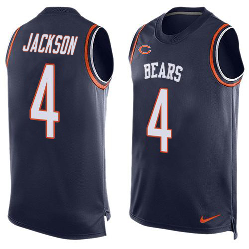 Bears #4 Eddie Jackson Navy Blue Team Color Men's Stitched Limited Tank Top Jersey