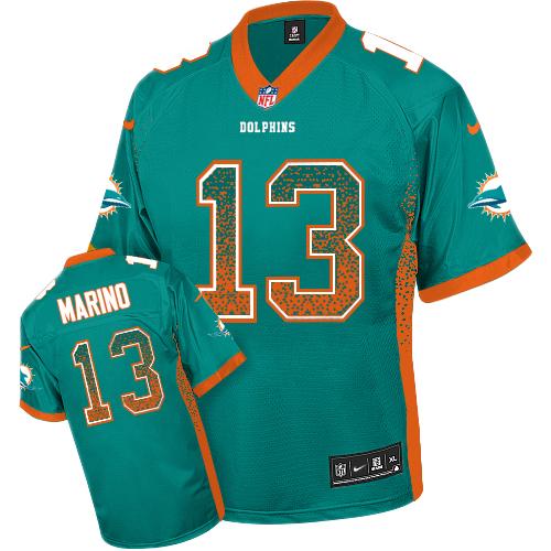 Dolphins #13 Dan Marino Aqua Green Team Color Youth Stitched Elite Drift Fashion Jersey