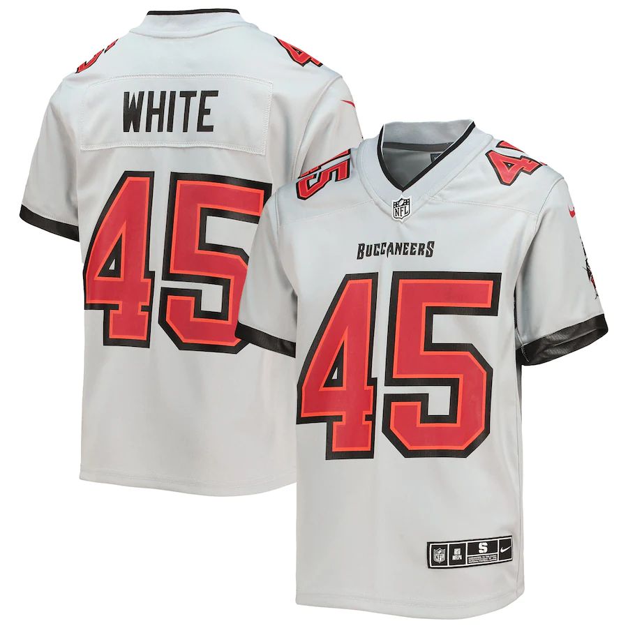 Tampa Bay Buccaneers #45 Devin White Youth Gray Inverted Team Game Jersey