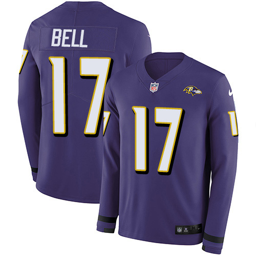Baltimore Ravens #17 Le'Veon Bell Purple Team Color Men's Stitched Limited Therma Long Sleeve Jersey Men's