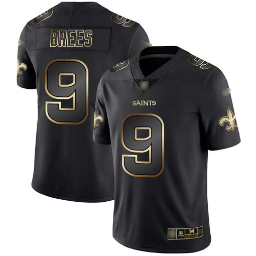 Saints #9 Drew Brees Black/Gold Men's Stitched Vapor Untouchable Limited Jersey