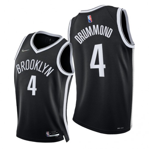 Brooklyn Nets #4 Andre Drummond Mens 2021-22 75th Diamond Anniversary Jersey Black Mens