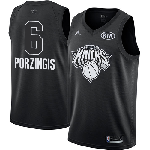 New York Knicks #6 Kristaps Porzingis Black Youth Jordan Swingman 2018 All-Star Game Jersey Youth