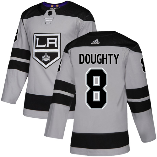 Adidas Los Angeles Kings #8 Drew Doughty Gray Alternate Authentic Stitched Youth Jersey Youth